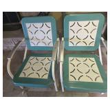 Pair of metal patio chairs