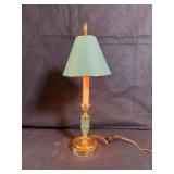Vintage Brass Column Table Lamp with Metal Shade (18”)