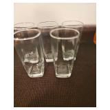 Set of five drinking glasses