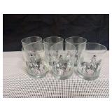 Set of six rocks glasses featuring Dressage Equestrian Design