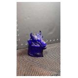 Cobalt blue glass mustard jar