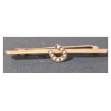 9K Small Horseshoe Pin/Brooch - 1.4 Grams
