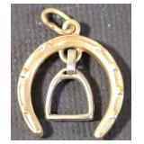 14K Gold Horseshoe and Stirrup Charm - 2.4 Grams