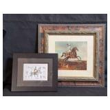 Two Framed Pictures featuring Marie Antoinette and Napoleon on Horseback