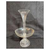 Vintage Two-Piece Clear Glass Epergne Centerpiece