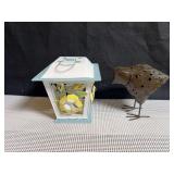 Metal Lantern Votive or Tea Light Holder and Metal Bird Tea Light Holder