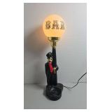 Vintage  circa 1950s chalkware 'Drunk Charlie Chaplin' or 'Hobo' novelty bar lamp.