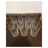 Set of nine drinking glasses