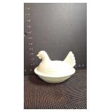 Milk glass Hen on Nest candy dish