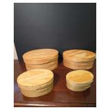 Collection of four nesting  Shaker-style oval bentwood storage boxes