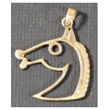 14K Metal Horse Head Pendant -1.2 Grams