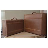 Pair of mid-century hard sided suitcases