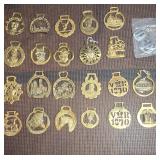 Collection of vintage English brass horse harness medallions - group 1