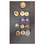 Collection of horse themed bridle glass and brass bridle rosettes