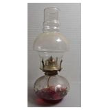 Clear hobnail oil lamp