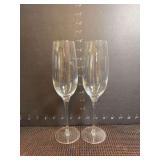 Two Italian crystal glass champagne flutes from Tiffany & Co.
