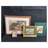 Four Framed Pictures Featuring Cats and Dogs
