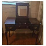 Queen Anne Style Vanity with Lift Top Mirror and storage