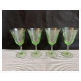 Green Depression Glass Wine Glasses