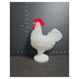 Westmoreland milk glass rooster covered candy dish 8in tall