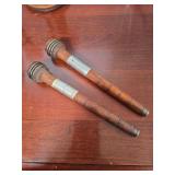 Pair of Vintage Wooden Weaving Shuttle Pirns Bobbins - 8'