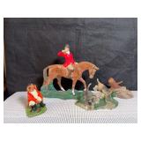 Collection of ceramic fox hunt figurines
