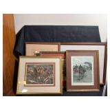 Five Framed Pictures Featuring Fox Hunt Themes