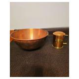 Copper bowl and cheese dispenser.