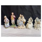 Collection of five vintage porcelain figurines