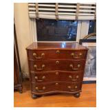 Vintage Solid Wood Serpentine Oxbow Front Chest with Ball Feet, Dovetailed Drawers and Brass Hardware