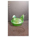 Westmoreland Green hen on nest candy dish