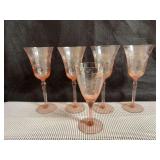 Pink Depression Glass Wine Glasses