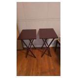 Pair of folding wooden tray tables