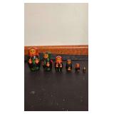 6 Piece Nesting Doll set - Black with Red/Green Bonnets - Made in USSR