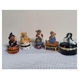 Trinket Boxes: Four from Boyd’s Bears and one from Andrea by Sadek