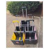 Collection of folding shopping, travel crates