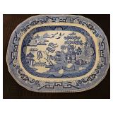 Elkin, Knight & Co Improved Stone China serving plate, Willow pattern