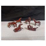 Set of six Wooden Carved Horses