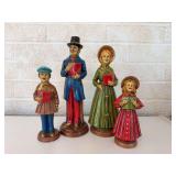 Vintage, mid-century, papier-mâché Christmas Carolers, family of four