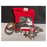 Two Nocona Belt Co. Belts, Size L, and a Horse-Themed Tee Shirt (new with tag), Size Adult L