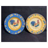 Two 9” Decorative Rooster Plates by Fitz and Floyd