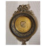 Vintage West Wood German Barometer with Brass Frame and Glass Face