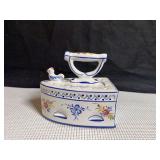 Vintage Hand Painted Ceramic Iron from Portugal Which can Be Used for Potpourri