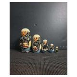 5 Piece Nesting Doll Set - Made is USSR, black with house print