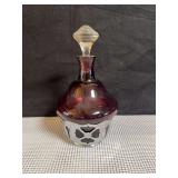 Vintage Art Deco Amethyst Glass and Chrome Decanter
