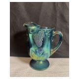 Vintage Blue Carnival Glass Pitcher