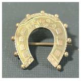 9K Horseshoe Pin 2.1 Grams