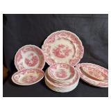 Vintage John Maddock & Sons Royal Vitreous China “Bombay” Pattern: dinner plates and bowls, serving platters and bowls