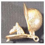 14K Metal Horse Jockey Helmet Charm - 4.3 Grams