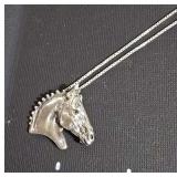 .925 Necklace with horse head charm - 7.87 Grams